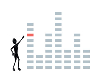 Illustration of a man pointing at a graph.